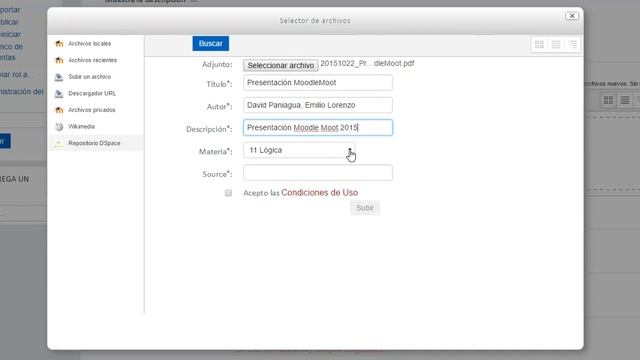 Módulo de integración  Moodle-DSpace