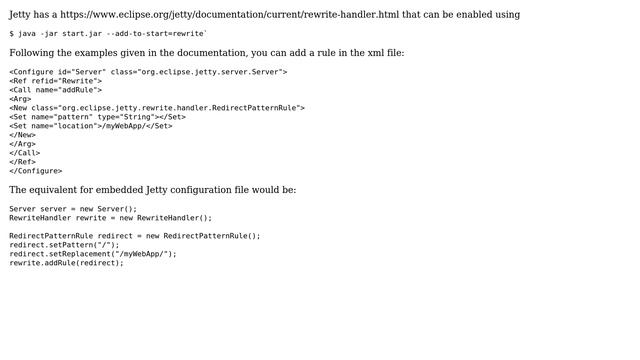 DevOps & SysAdmins: Jetty: How to redirect base url? (2 Solutions!!)