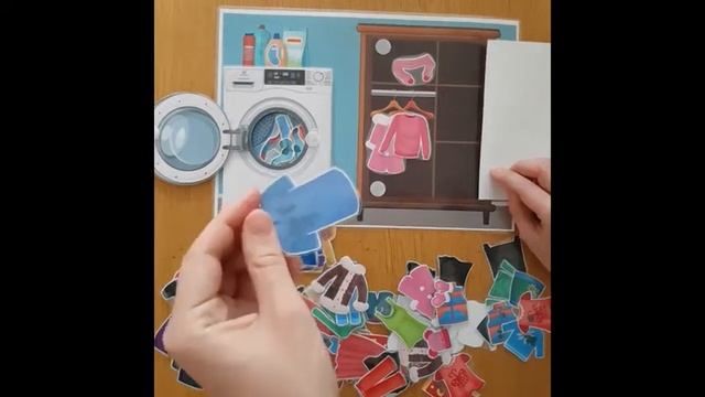Игры на липучках, лексика Одежда "Стирка"