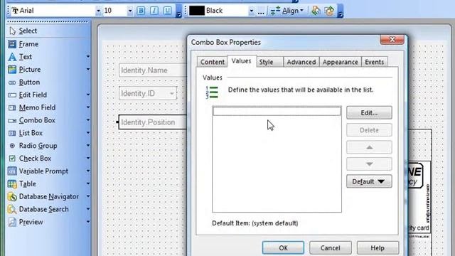 How can I set variable with values from combo box?