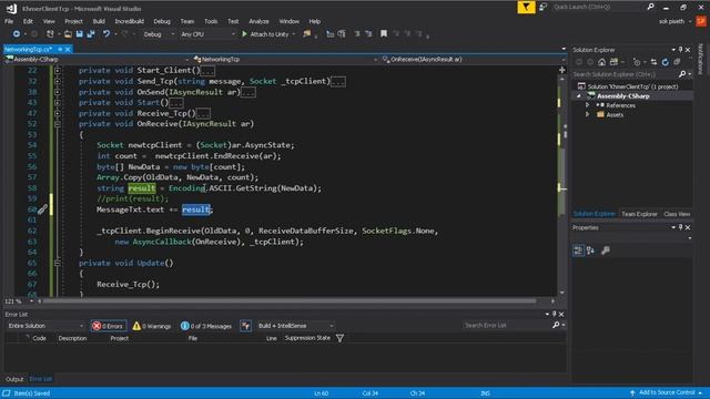 Cambodia (Khmer) Unity3d Networking Game Server Basic Lesson 31 Unity3d Client Receive Msg TCP (End