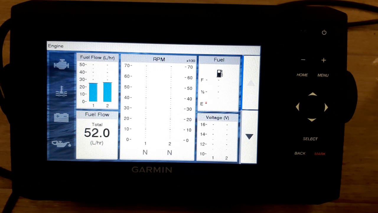 Two Eurosens Delta fuel consumption meters is working together with Garmin EchoMap 62cv