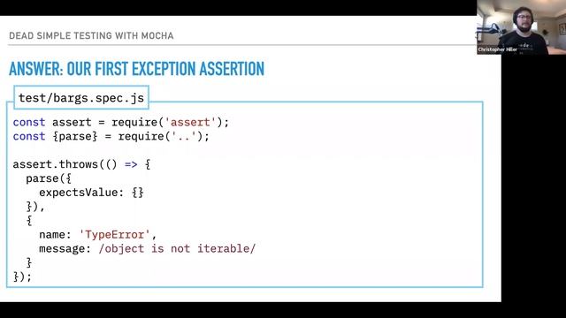 Workshop: Dead-Simple Testing with Mocha - Christopher Hiller, IBM