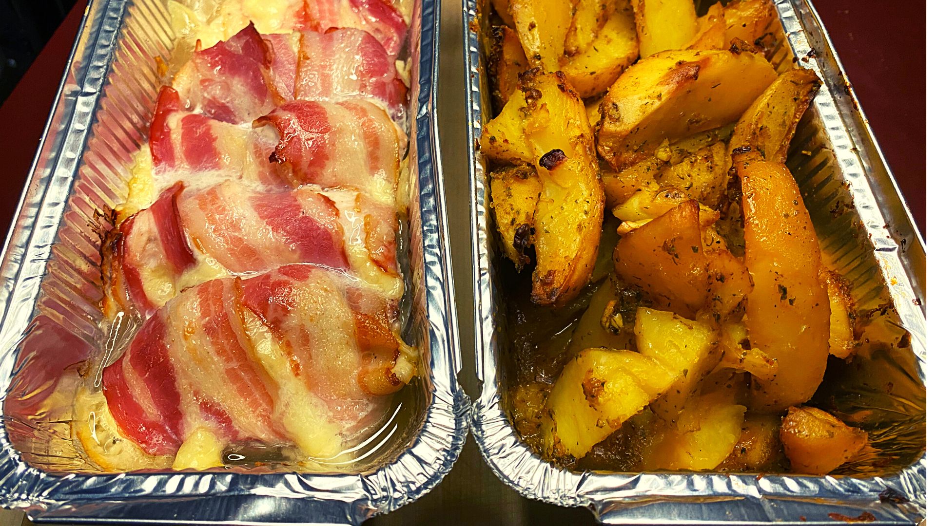 Куриные мини рулетики с беконом и сыром + запеченный картофель