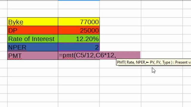How to use pmt formula in libre clac libre calc me pmt formula ue karna