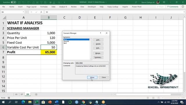 Scenario Manager in Microsoft Excel with Example