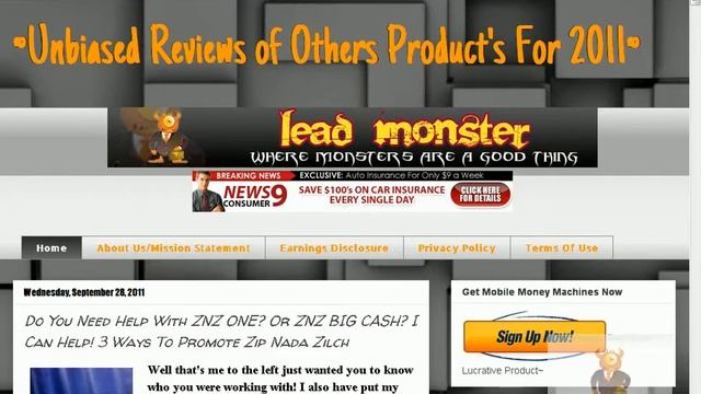 "ZNZ ONE" PROOF Lead Monster Marketing ! Zip Nada Zilch Training For CRAIGSLIST