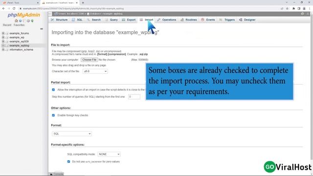 How To Import Database Via PhpMyAdmin In CPanel With GoViralHost