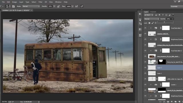 Bus House Photoshop Manipulation Tutorial