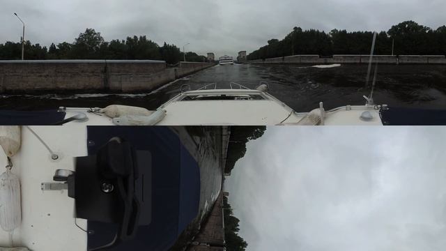 Выход теплохода Викинг Ингвар из камеры шлюза КиМ.