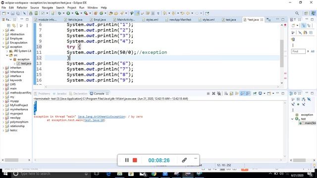 Exception handling OOP(JAVA) in urdu