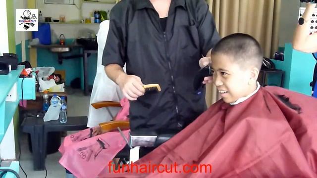 Young girl military hair cut
