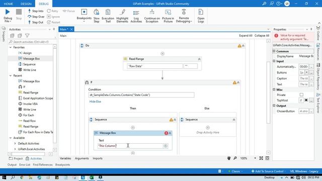 Check If DataTable has a Specific Column name UiPath