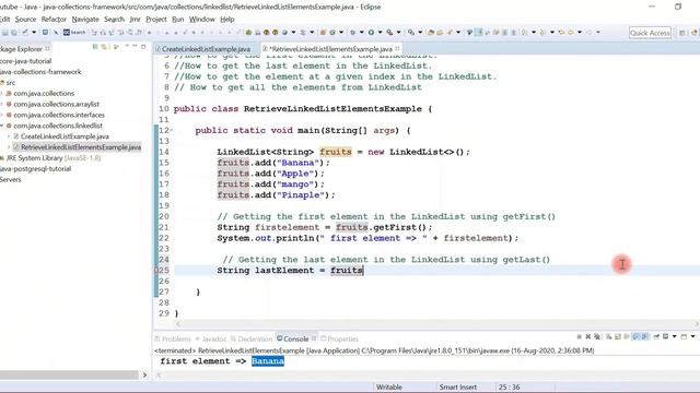 Collection Framework in Java - #15 - Retrieving Elements from a LinkedList