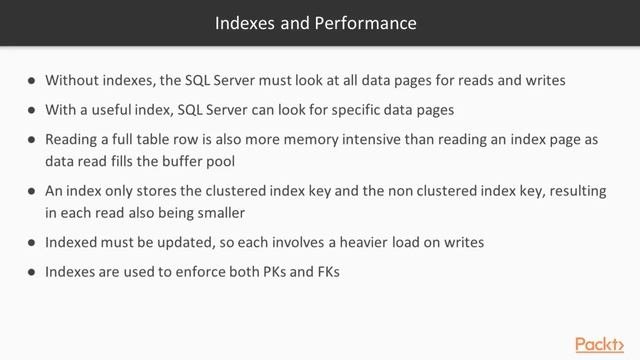 Getting Started with SQL Server 2016 Administration : Row Store Indexes  packtpub.com
