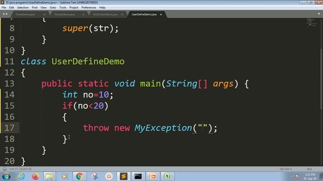 user define exception | Lesson - 85 | JAVA in Hindi