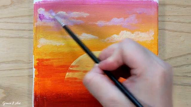 Sunset Easy acrylic painting for beginners PaintingTutorial 30