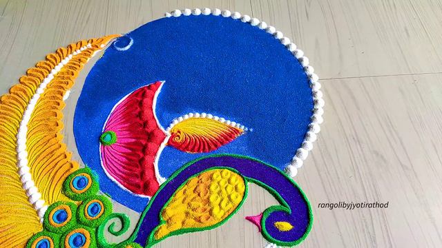 #1385 peacock rangoli designs for diwali   navratri rangoli design