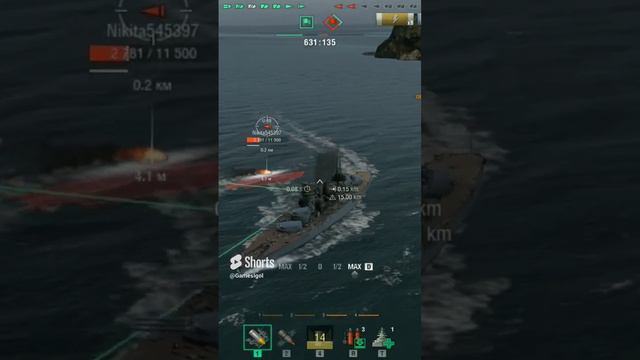 Линкор Новороссийск vs подв.лодки-2.Игра Мир Кораблей