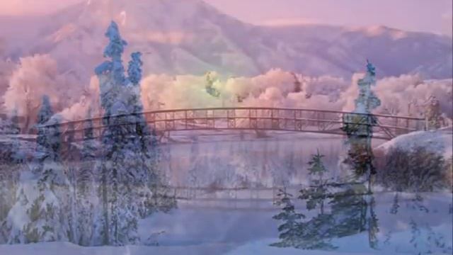 Снежинки спускаются с неба.