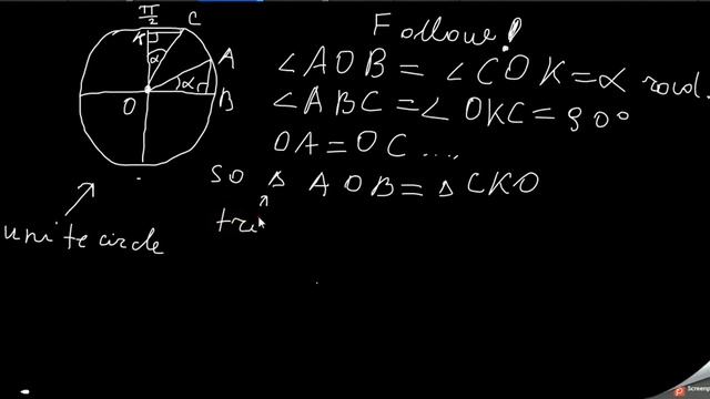 cos x = sin (p/2 - x) Proof. Доказательство