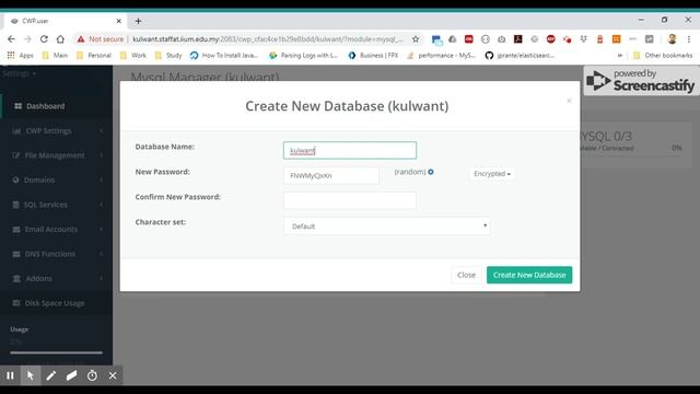 CWP7 - Create Database and User Login