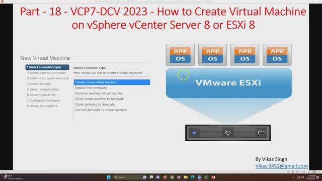 VCP8-DCV 2023 | Part-18 | How to Create Virtual Machine on vSphere vCenter Server 8 or ESXi 8
