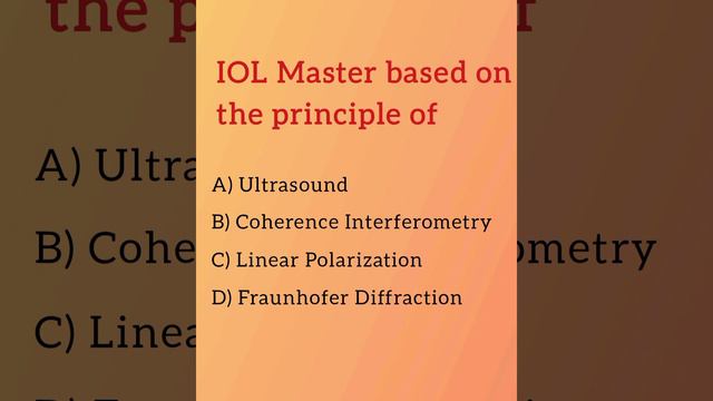 IOL Master is based on the principle of .. Ophthalmology and Optometry multiple Choice Questions