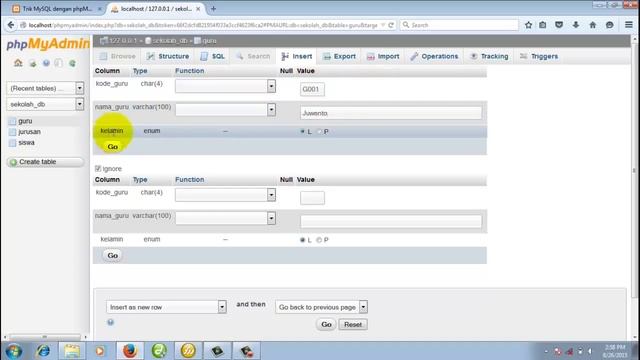 Trik Belajar MySQL 16 :  Membuat Kolom Tabel MySQL dengan Tipe Data ENUM