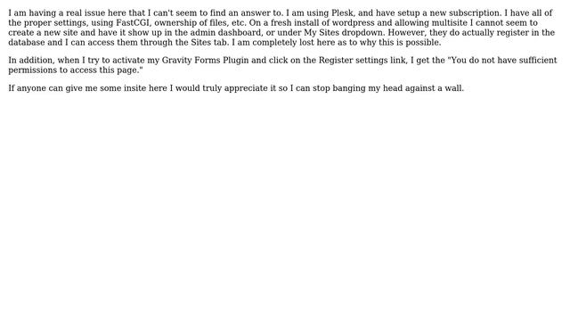 Wordpress: Adding new sites to Multisite won't register in Dashboard