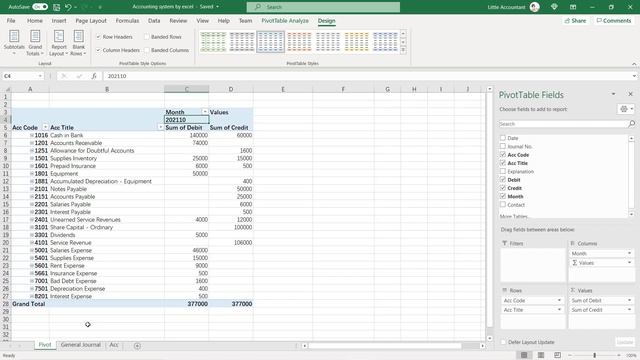 Create accounting system with Microsoft excel