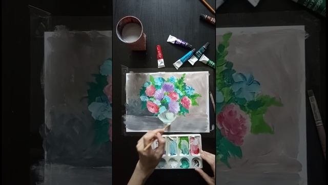 Букет гуашью. Импрессионизм