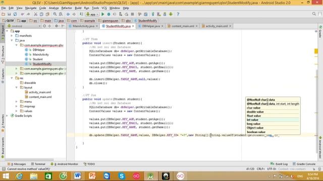 Hướng dẫn sử dụng SQLite trên android P1