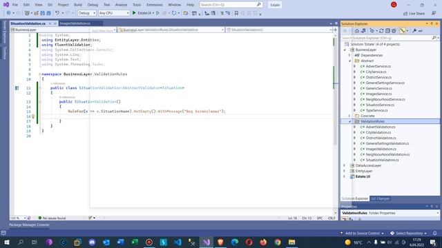 .Net Core 5.0 ile Emlak Sitesi - Entityler için Fluent Validation Tamamlanması