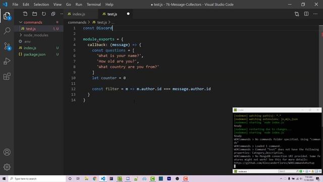 Discord JS - Message Collectors 2020 Episode 77