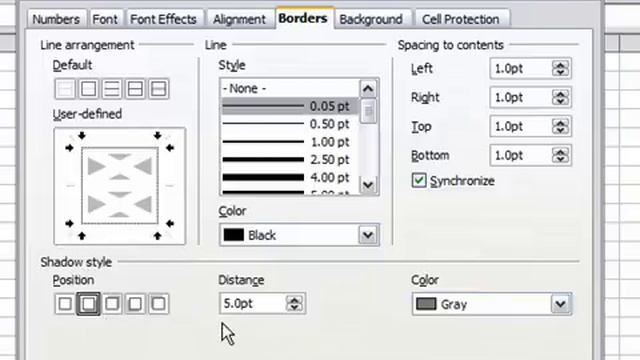 Add a Border in OpenOffice Calc