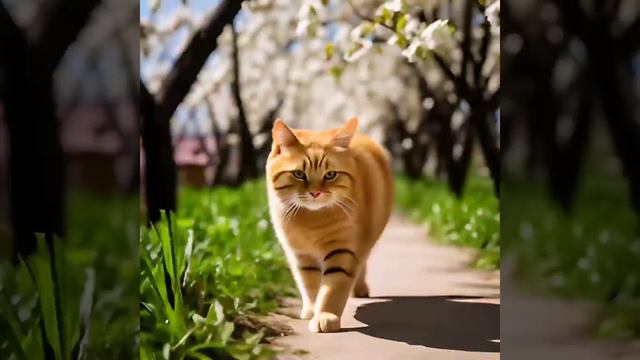 Рыжий кот на прогулке