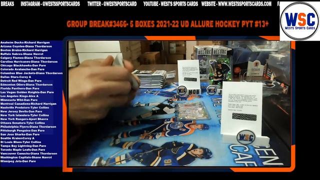 Group Break#3466- 5 BOXES 2021-22 UD ALLURE HOCKEY PYT #13+ NEW GOLDEN TREASURE BOUNTY AT $400-$450
