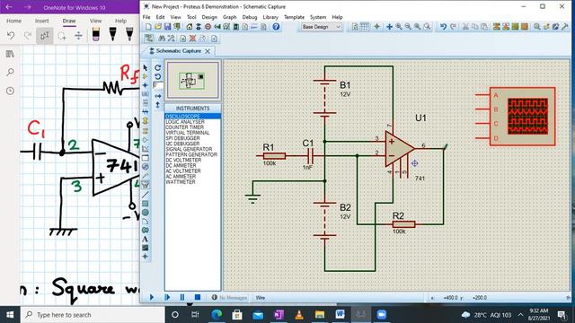 Opamp Differentiator simulation using Proteus