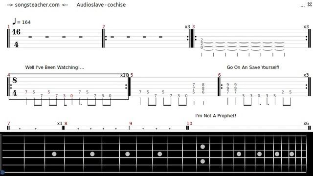 Audioslave  - Cochise,  Morello  Overdrive Guitar  Tablature