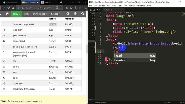 HTML Bangla Tutorial (Part-37)  | Entities
