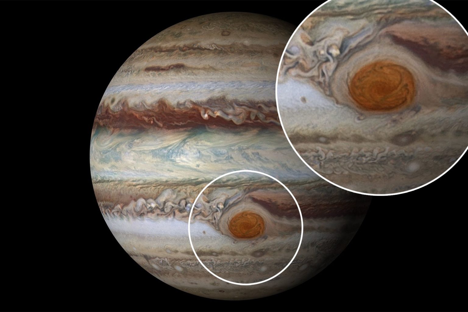 Под красным пятном Юпитера нашли что-то странное