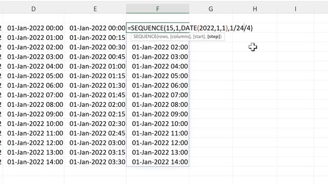 How to make a series of dates and times in excel