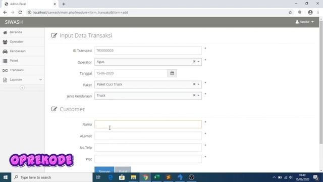 Aplikasi Sistem cuci mobil dan motor PHP MYSQLI