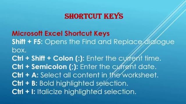 MS Word Excel Power Point Keyboard Shortcut Keys