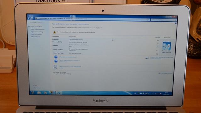 Apple MacBook Air 2011 Windows Experience Index Score Bootcamp