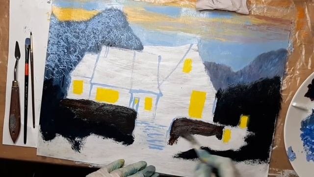 Пишу  зимний пейзаж? Рисуем вместе со мной?♀️