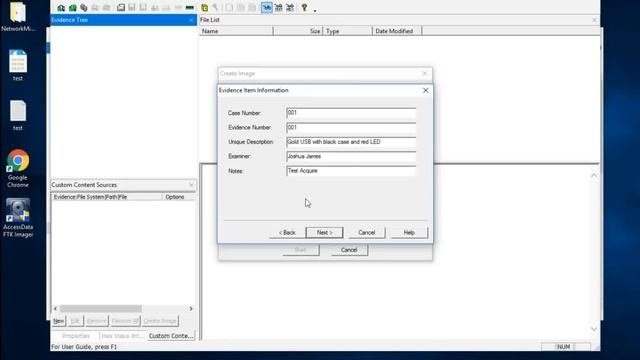 Forensic Acquisition in Windows - FTK Imager