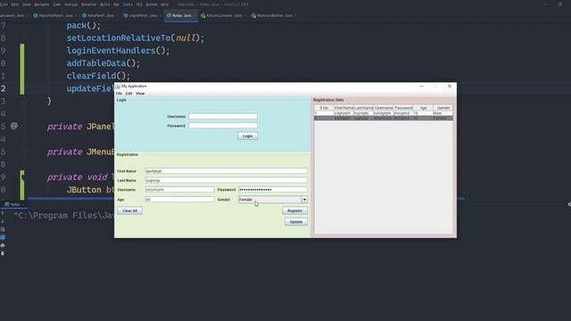 JAVA GUI Events Part C: Updating selected row in JTable using mouse and action event listener