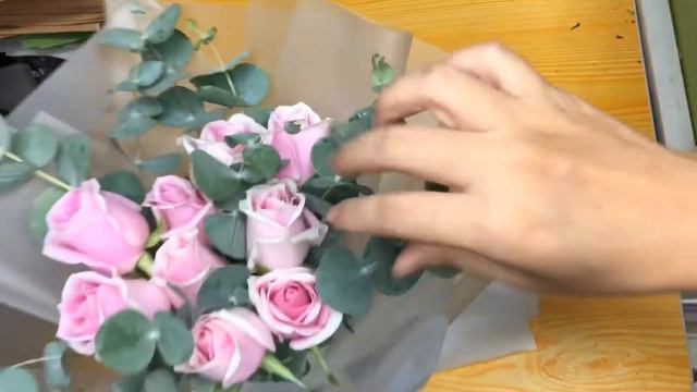 How to wrap 9 pink roses flower bouquet | 9朵玫瑰花束包装 ｜wrapping technique | Huamama